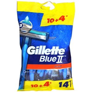 خود تراش ژیلت Gillette پفکی ژیلت 14تایی مدل Blue 2 Plus بسته 14 عددی ژیلت 14 عددی